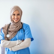 Smiling nurse with dimples