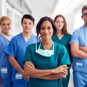 Group of medical professionals in a hallway