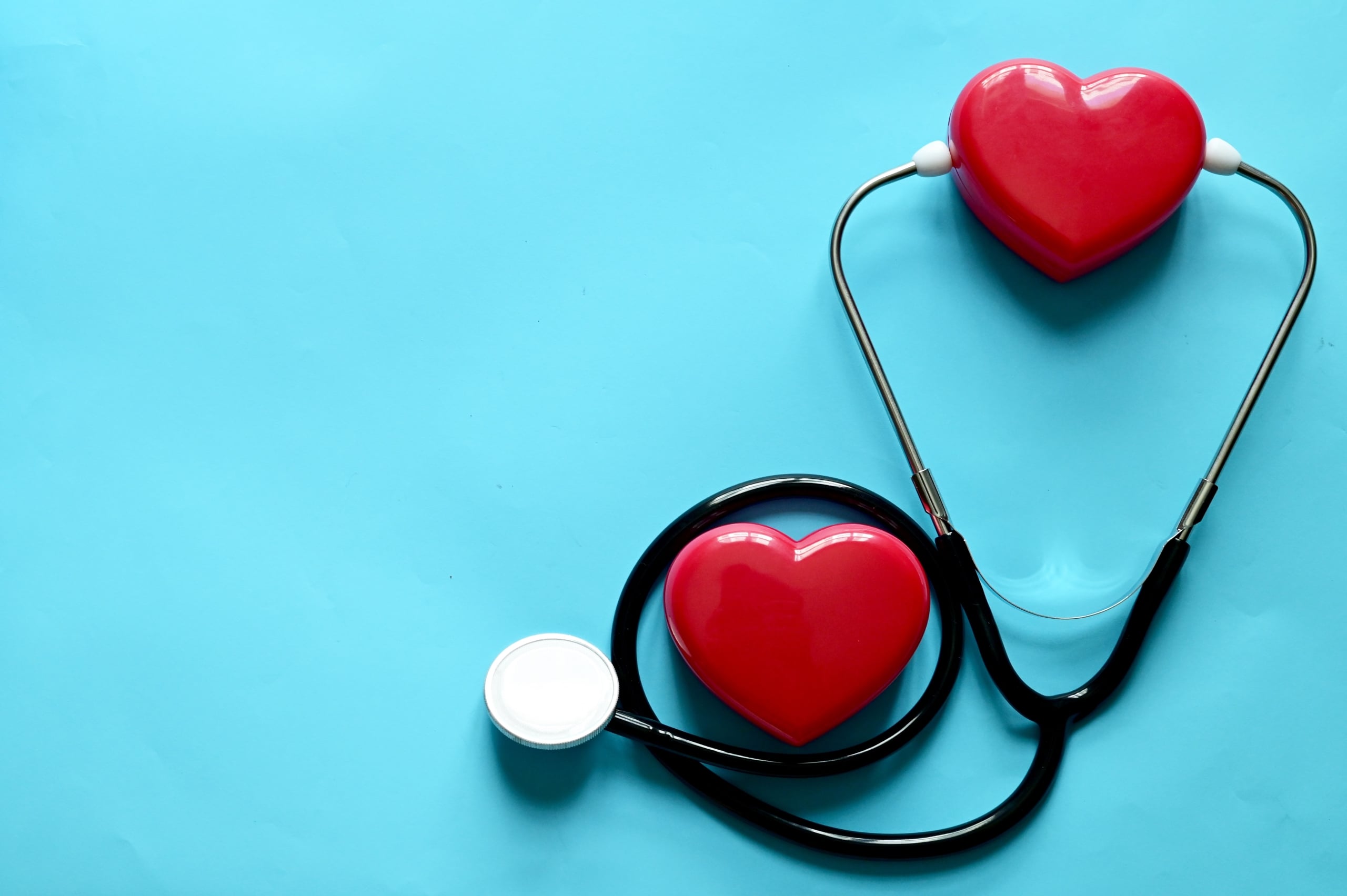 Candy hearts next to a stethoscope