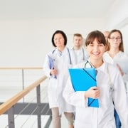Group of medical professionals in a hallway