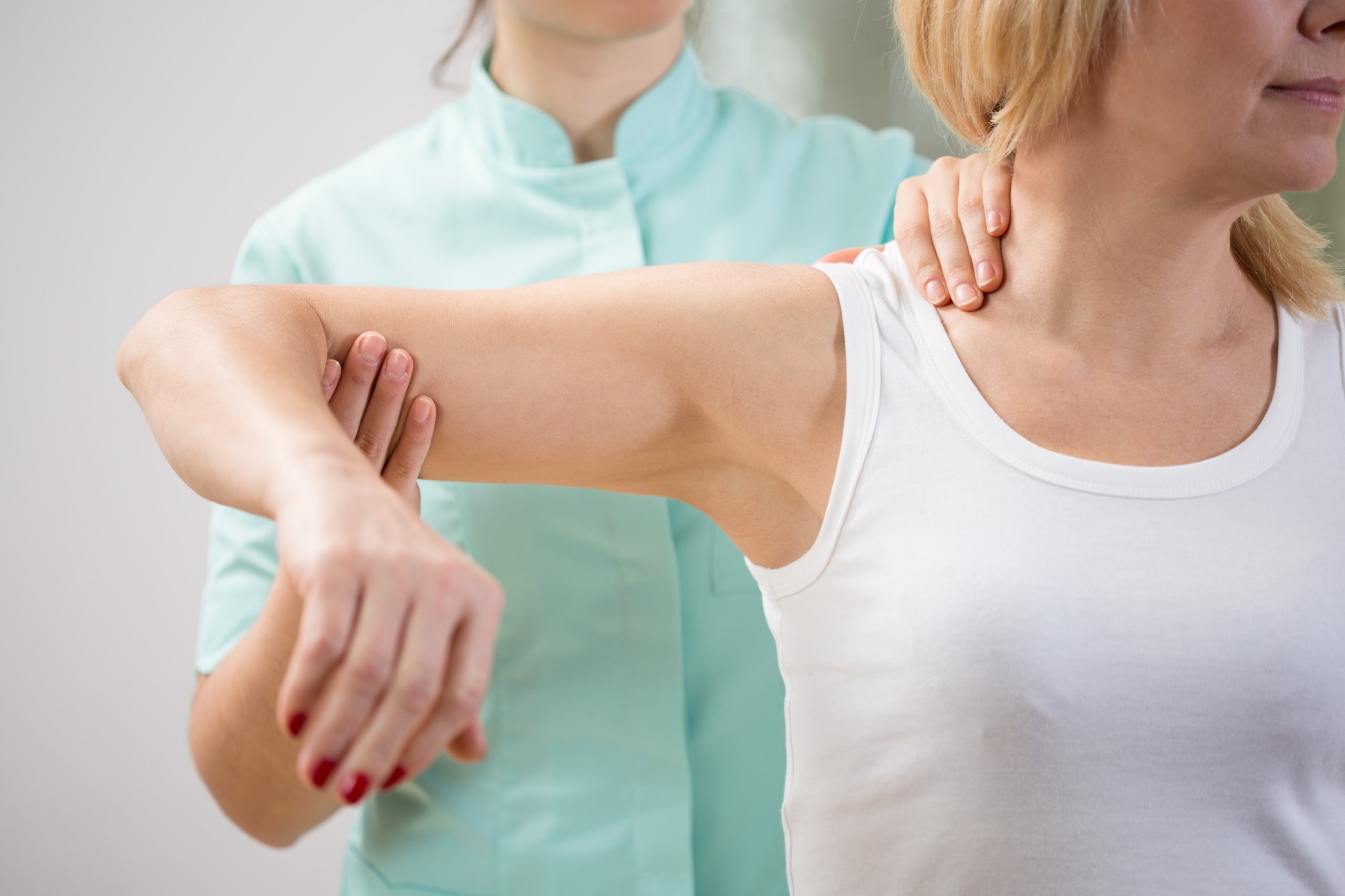 Close up of a woman in physical therapy